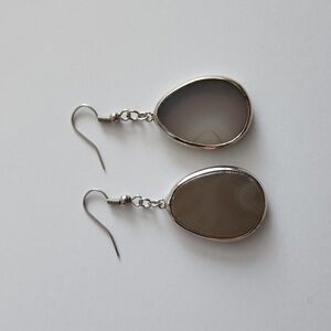Grey agate slice earrings
